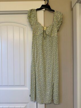 No Boundaries Yellow Floral Tie-Front Midi Dress